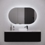 London Matte Black Oval LED Shaving Cabinet 1200 * 700